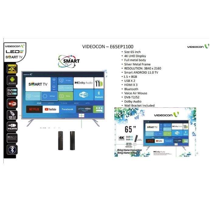 Videocon 65 Inch Smart TV 4K UHD Android 11, Built in Bluetooth & WiFi Black, E65EP1100 — view 3