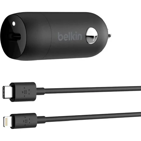 Belkin BoostCharge USB-C Car Charger 20W + USB-C Cable with Lightning Connector