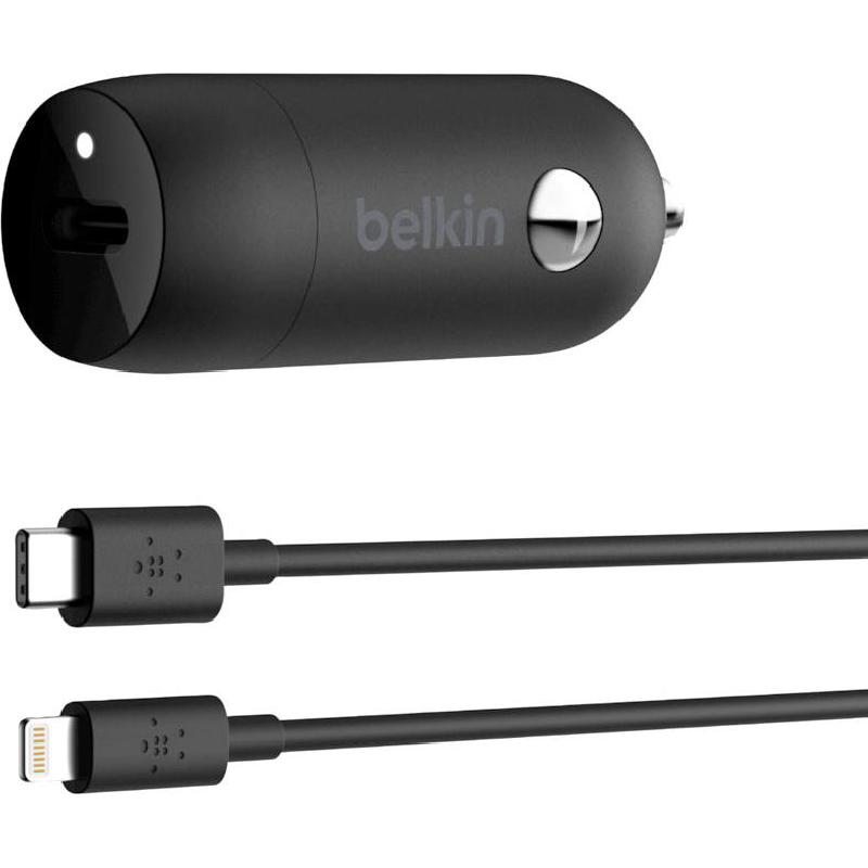 Belkin BoostCharge USB-C Car Charger 20W + USB-C Cable with Lightning Connector