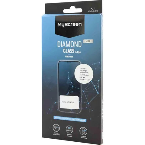MyScreenPROTECTOR DIAMOND GLASS edge Lite Full Glue, Black Smartphone Screen Protector for Honor X7d/X7d 5G