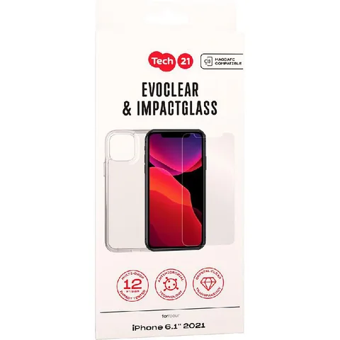 Tech21 Premium Protection Pack EvoClear & Impact Glass Smartphone Case Bundle