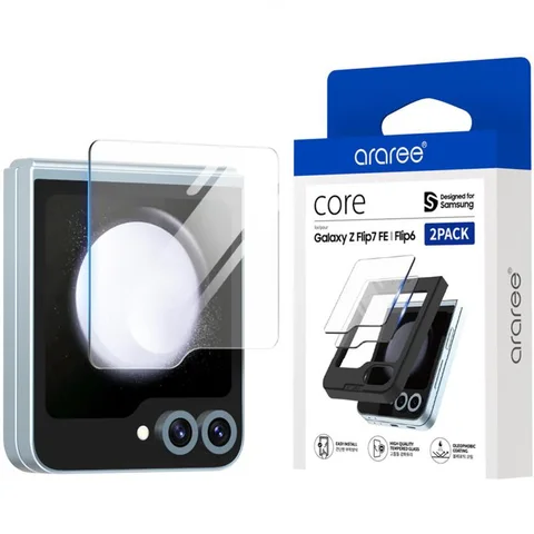 Araree Core Front Screen Tempered Glass (2 Pack) Smartphone Screen Protector for Samsung Galaxy Z Flip7 FE/Z Flip6