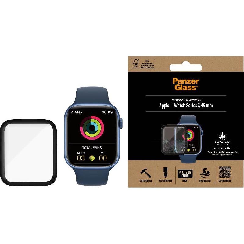 PanzerGlass Super+ Glass, Black Smartwatch Screen Protector for Apple Watch Series 9 45/Watch Series 8 45/Watch Series 7 45 — view 2