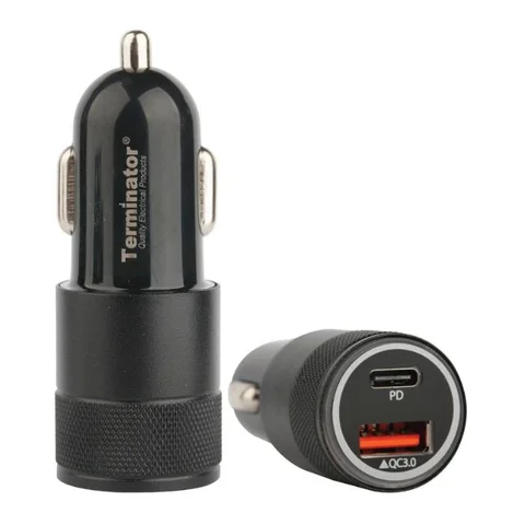 Terminator USB Car Charger with 36W Fast Charging USB-A (QC3) - TUSBCC 01-36W