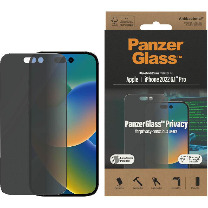 PanzerGlass Ultra-Wide Fit Tempered Glass, Privacy Smartphone Screen Protector for iPhone 14 Pro — view 2