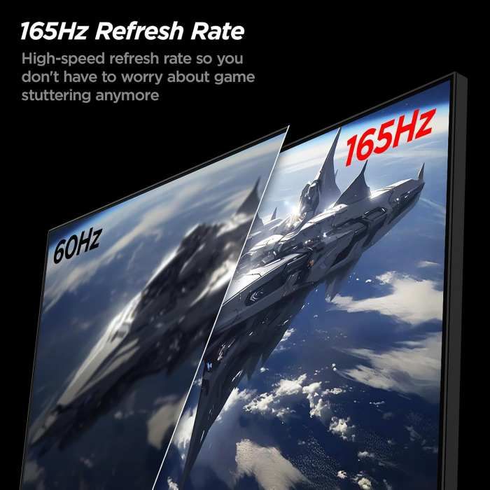 Koorui 27 inch Gaming Monitor, Full HD 1920 x 1080, 165Hz Refresh Rate, IPS, 1MS, HDMI FreeSync & G-Sync Compatible, DisplayPort, Black- 27GN06 — view 6