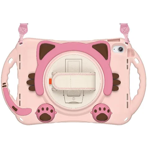 Kadasic Cartoon Strap Back Cover Tablet Case for Kids Pink for iPad A16/iPad 10.9 10th Gen