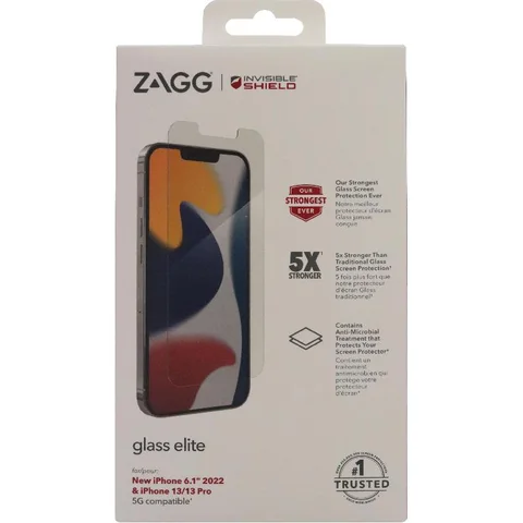 Zagg Invisible Shield Tempered Glass, Clear Case Friendly Smartphone Screen Protector for iPhone 14/iPhone 13/iPhone 13 Pro
