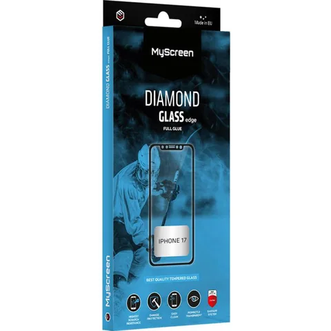MyScreenPROTECTOR DIAMOND GLASS edge Full Glue, Black Smartphone Screen Protector for iPhone 17