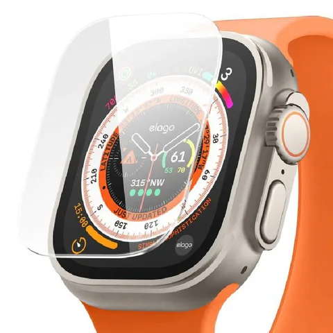 Elago 4 Layer Design: Anti-fingerprint, Tempered Glass, Shatter-proof, Silicone Coat Smartwatch Screen Protector for Apple Watch Ultra 2/Watch Ultra