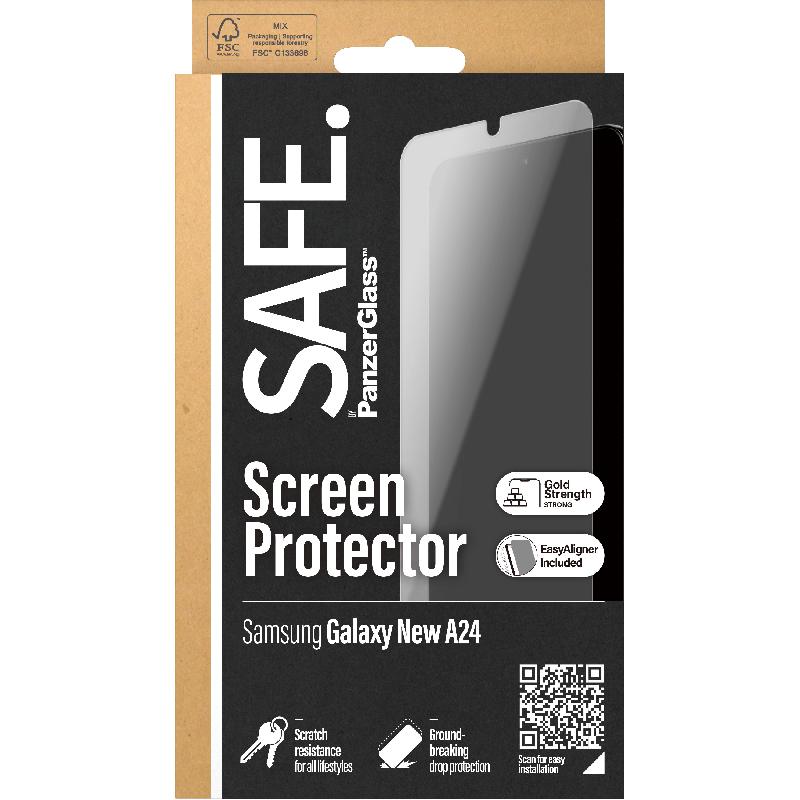 PanzerGlass SAFE Tempered Glass, Edge-to-Edge, Black Case Friendly Smartphone Screen Protector for Samsung Galaxy A25 5G