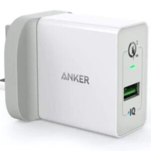 Anker PowerPort+ 1 With Quick Charger 3.0 USB Wall Charger With Micro USB Cable, For Mobile Phones UK White - A2013K21