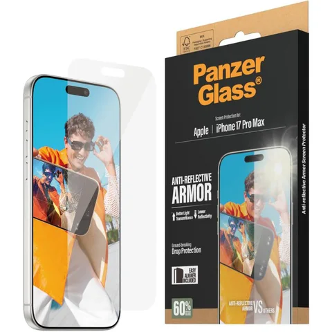 PanzerGlass Ultra-Wide Fit Tempered Glass, Anti-reflective Smartphone Screen Protector iPhone 17 Pro Max
