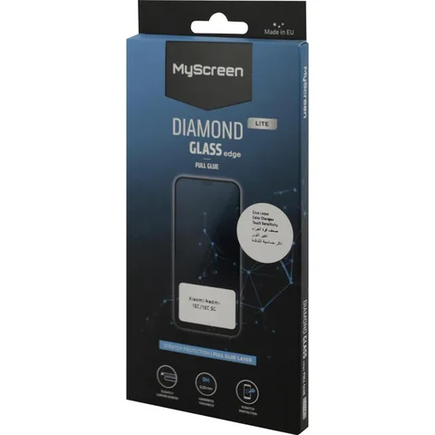MyScreenPROTECTOR DIAMOND GLASS edge Lite Full Glue, Black Smartphone Screen Protector for Honor X5c/X5c Plus