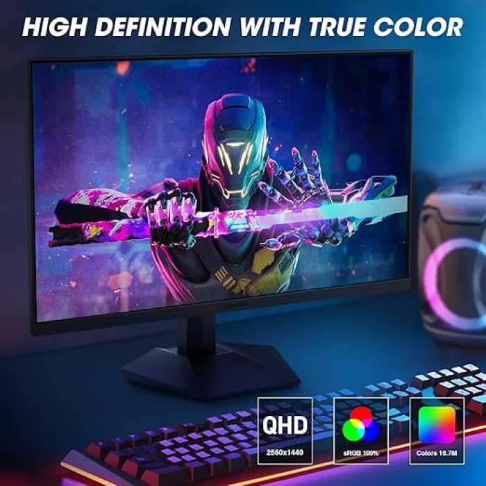 Koorui 27inch Gaming Monitor, QHD IPS Display 2560 x 1440, 170Hz 1ms, Black - GN07 — view 3