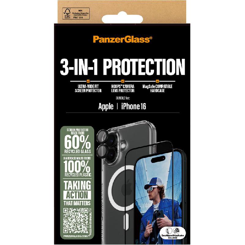 PanzerGlass 3-in-1 Pack Hard MagSafe Case + Ulta-Wide Fit Screen Protector + Hoops Camera Lens Protector Smartphone Case Bundle — view 2