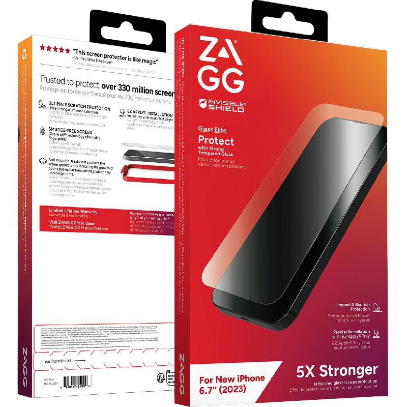Zagg Invisible Shield Tempered Glass, Clear Case Friendly Smartphone Screen Protector for iPhone 15 Plus — view 2