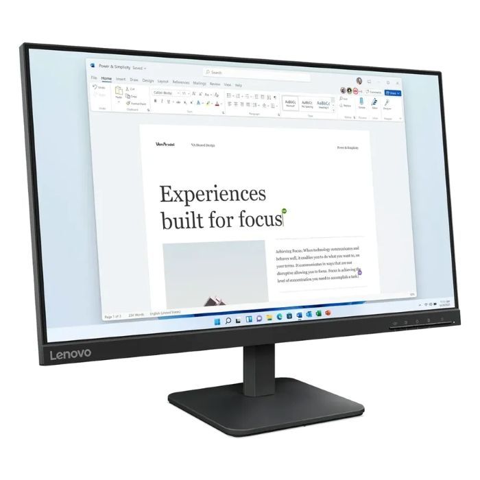 Lenovo 23.8inch FHD 1920X1080 LED Monitor, 100Hz, Anti-glare, 4ms, HDMI, VGA, Tilt Adjustable Stand, Black - 68C2KAC1AE