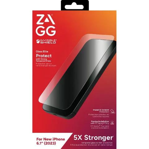Zagg Invisible Shield Tempered Glass, Clear Case Friendly Smartphone Screen Protector for iPhone 15