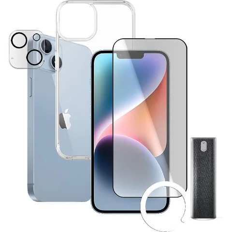 Xonda 4-in-1 Clear Case + Tempered Glass + Camera Lens Protector + Anti-bacterial Spray Smartphone Case Bundle