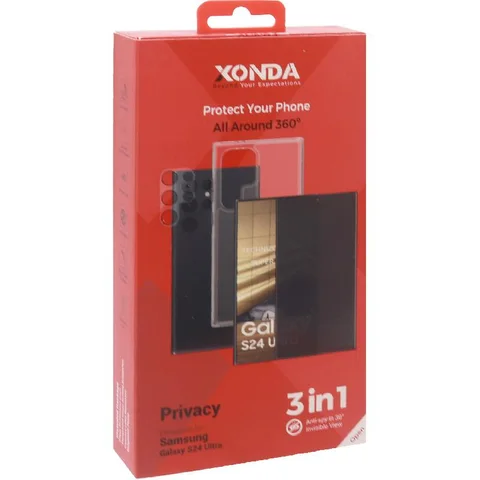 Xonda 3-in-1 Clear Case + Privacy Tempered Glass + Camera Lens Protector Smartphone Case Bundle