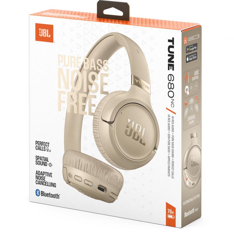 JBL Tune 680NC On-Ear Headphones Bluetooth Beige — view 6