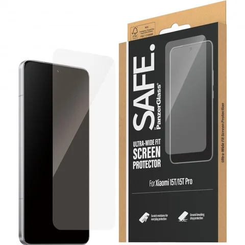 PanzerGlass SAFE Tempered Glass, Edge-to-Edge, Black Case Friendly Smartphone Screen Protector for Xiaomi 15T Pro/15T
