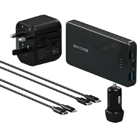 RAVPower 5-IN-1 Travel Combo Power Bank Bundle Fast Battery Charging 10000 mAh
