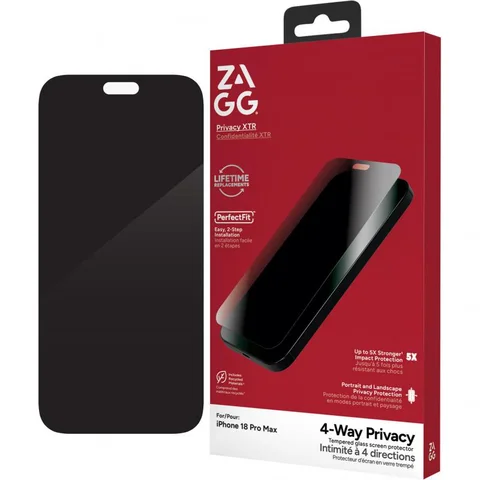 Zagg Invisible Shield Tempered Glass, 360 Privacy Protection Smartphone Screen Protector for iPhone 18 Pro Max/iPhone 17 Pro Max