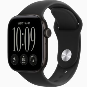 Apple Watch Series 12, GPS, 46mm, Black Aluminum Case with Black Sport Band - S/M
