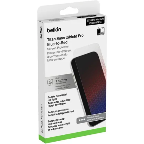 Belkin SmartShield Pro Scratch-resistant Glass, Anti-reflective Clarity Over 92% Smartphone Screen Protector for iPhone 18 Pro Max