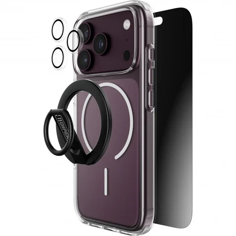 Techpick 4-in-1 Protection Clear Case + Privacy Tempered Glass + Smartphone Case Bundle Smartphone Case Bundle