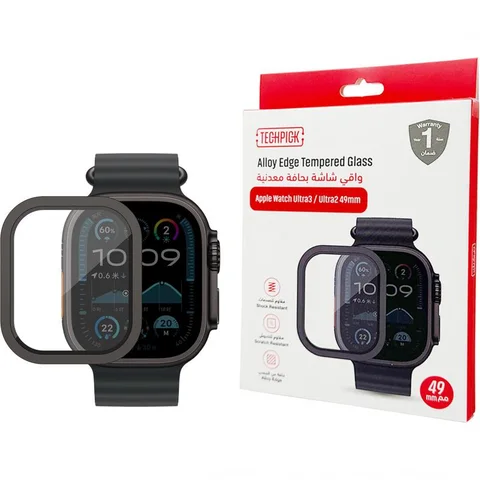 Techpick Alloy Edge Alloy Edge Design, Black Smartwatch Screen Protector for Apple Watch Ultra 2/Watch Ultra