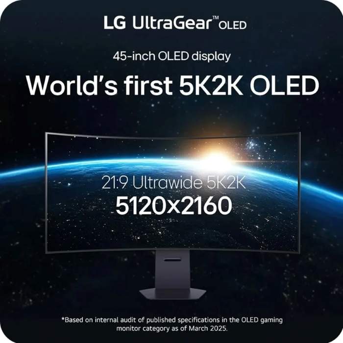 LG UltraGear 45inch WUHD 5120X2160 5K2K OLED Curved Monitor, 165Hz, Anti-glare, 0.03ms, HDMI, DP, USB-C, Adjustable Stand, Black - 45GX950A-BAMA — view 2