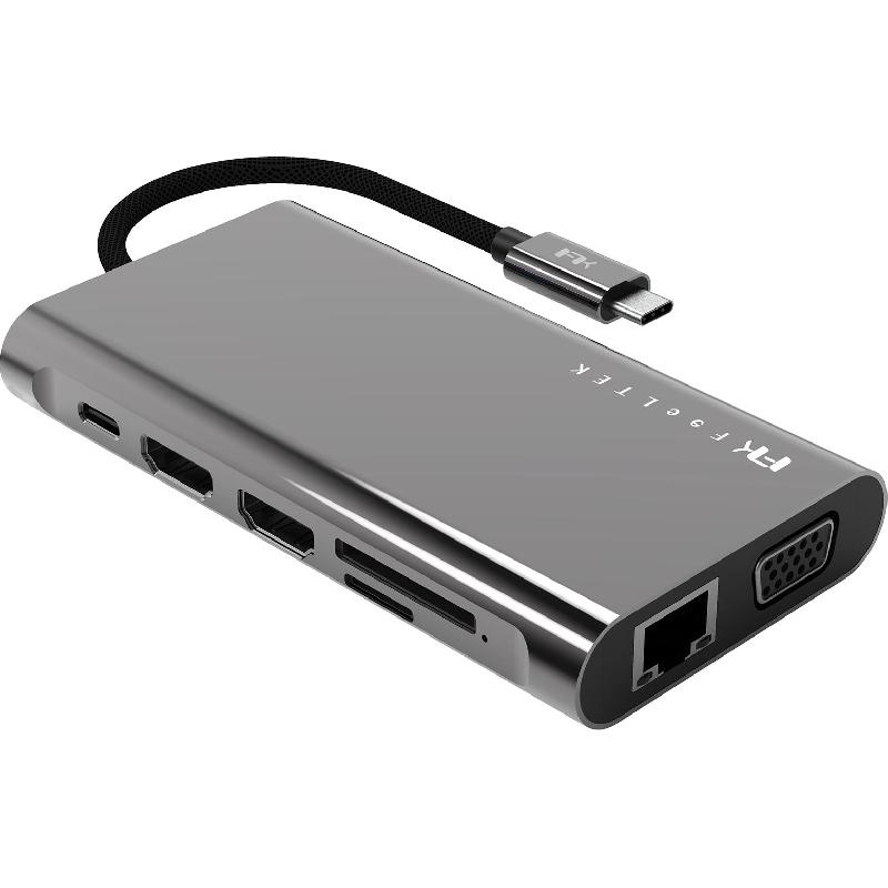FeelTek Mega Dock Multi-port Station 11 Port (3X USB 3.1/2X USB-C/HDMI/VGA/Audio Output/RJ-45/SD/Micro SD)