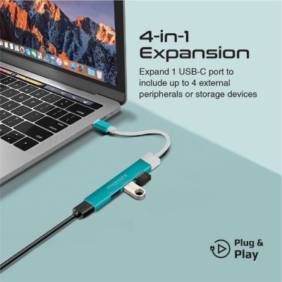 Promate USB-C Hub, 4-in-1 Type-C Sync/Charge Adapter with USB-A Adapter, LITEHUB-4.Blue — view 5