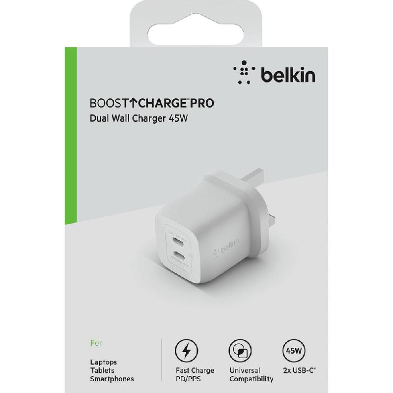 Belkin BoostCharge Pro Dual USB-C GaN Wall Charger with PPS 45W — view 4
