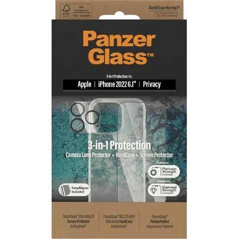 PanzerGlass Privacy 3-in-1 Hard Case + Privacy Tempered Glass + Camera Lens Protector Smartphone Case Bundle