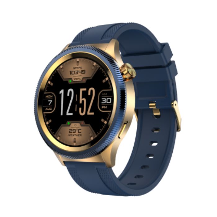 Hezire HWatch Crown Smartwatch, Blue And Gold - HEZ-SW-10