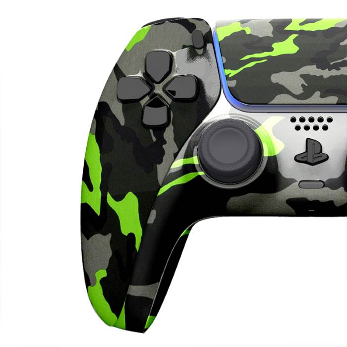 Customized Sony Dual Sense Gaming Controller For Ps5 & Ps5 Slim - Camouflage Neon Green New 2024 Design — view 2