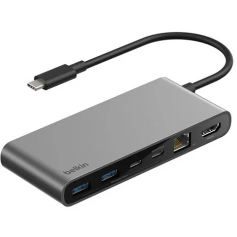 Belkin Multi-port Station 8 Port (USB-C/USB-C (PD 3.0)/2X USB 3.0/Micro SD/SD/RJ-45 (up to 2.5 Gbps)/HDMI