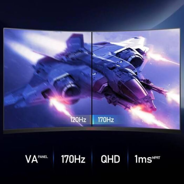 Koorui 32inch Gaming Curved Monitor, VA QHD 2560 x 1440, 170Hz 1ms, Black - 32E6QC — view 5