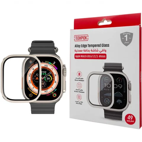 Techpick Alloy Edge Alloy Edge Design, Natural Smartwatch Screen Protector for Apple Watch Ultra 2/Watch Ultra