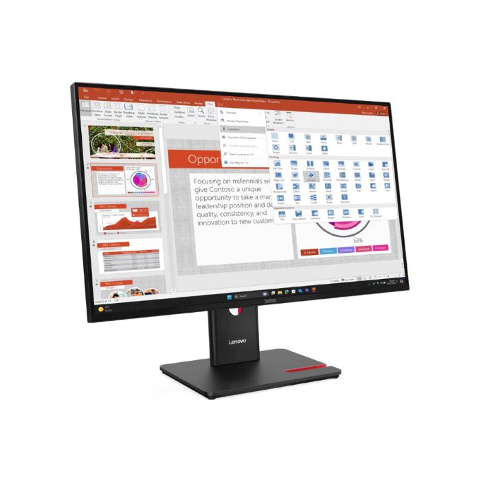 Lenovo Think Vision 27inch FHD 1920X1080 Monitor, Anti-glare, DP, HDMI, VGA,, Tilt Adjustable, Black - 64A5MAT6UK — view 2