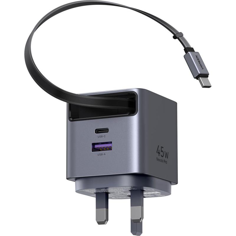 UGREEN Extend 45W GaN Fast Charger with Retractable USB-C Cable