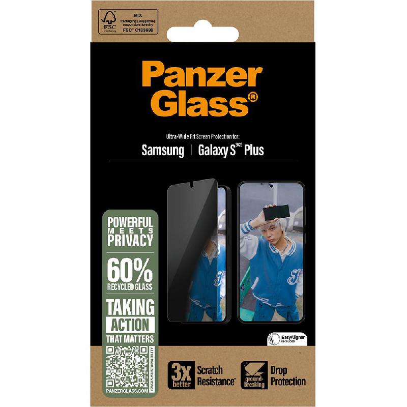 PanzerGlass Ultra-Wide Fit Tempered Glass, Privacy Smartphone Screen Protector for Samsung Galaxy S25+ — view 3